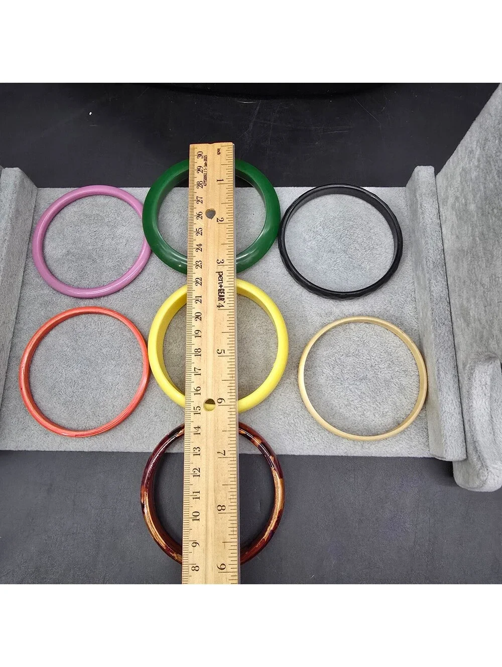 Vintage Plastic Bangle Bracelet Lot 7 Mid Century Style Lucite Acrylic Stack